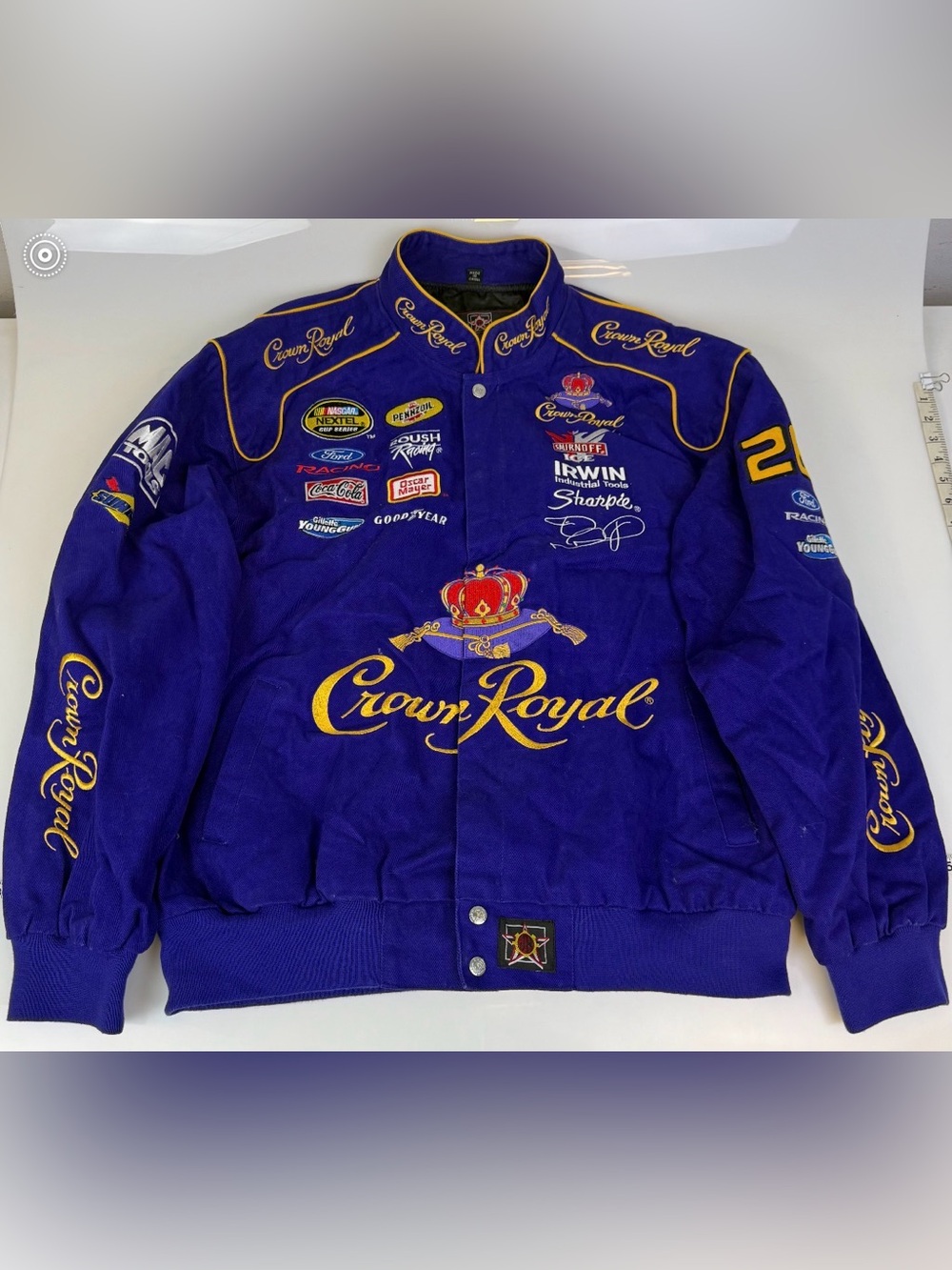 JH Design Jamie McMurray Crown Royal Blue Roush Racing NASCAR Twill Jacket J1-2